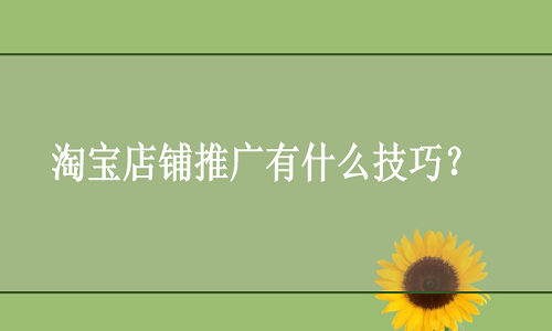 淘宝代运营：店铺推广有什么技巧？